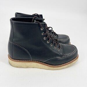 Red Wing Shoes Women's Short Boot Classic Moc in Black Boundary Leather USA 7